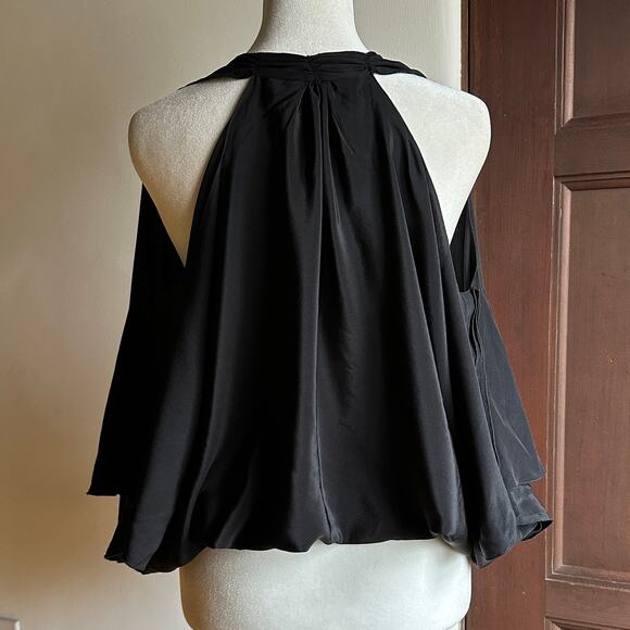 RAMY BROOK | Silk Cold Shoulder Batwing Top with Cowl Neck | Size Extra Small - Picture 5 of 9